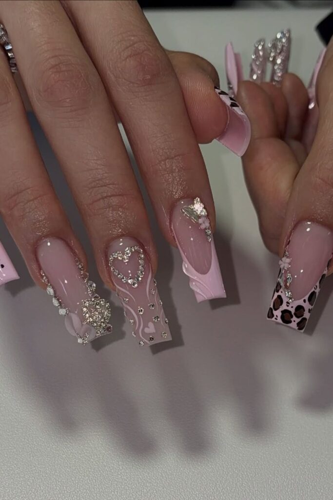 Pink Skull Designs Nails