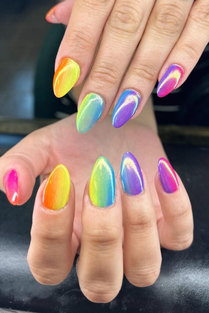 Rainbow Chrome Effects Nails