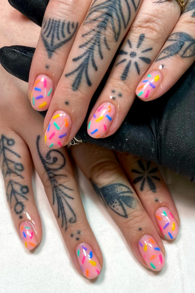 Rainbow Sprinkle Donut Nails