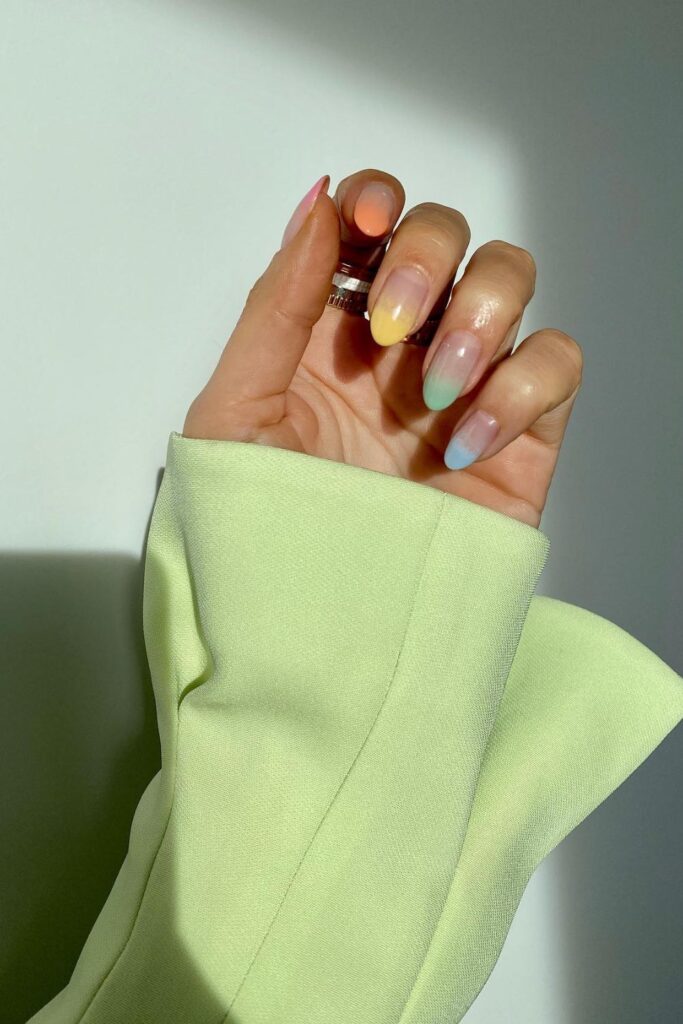 Rainbow Stripes Nails