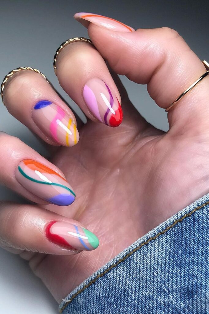 Rainbow Swirls Nails