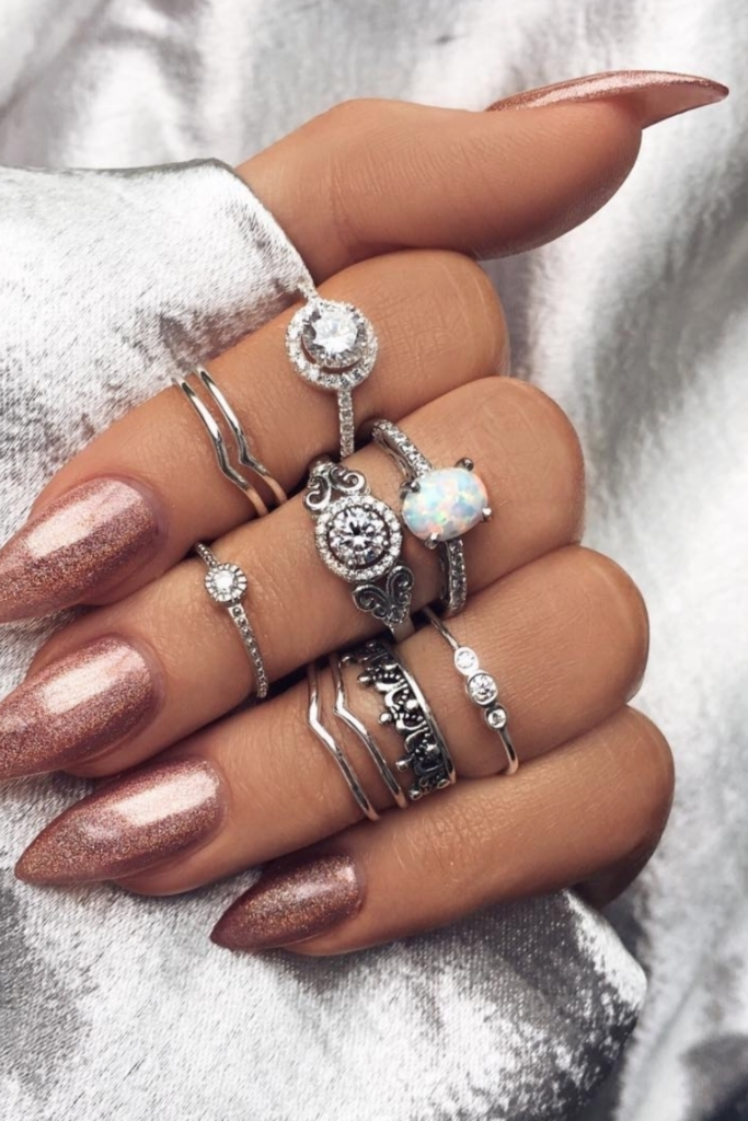 Rose Gold Shimmer Nails