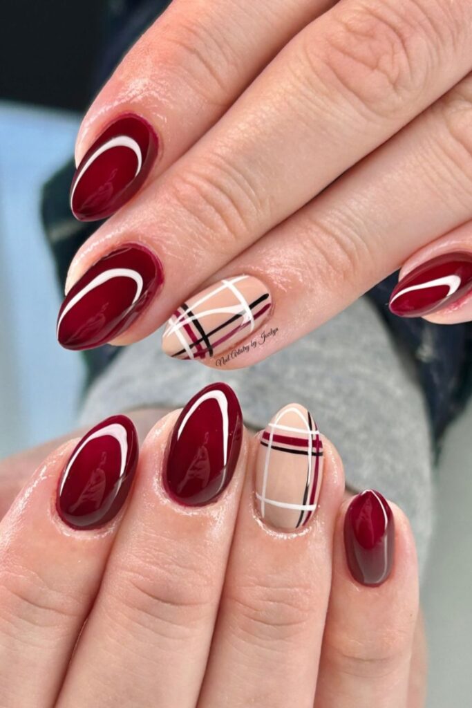 Rustic Plaid Accents Nails