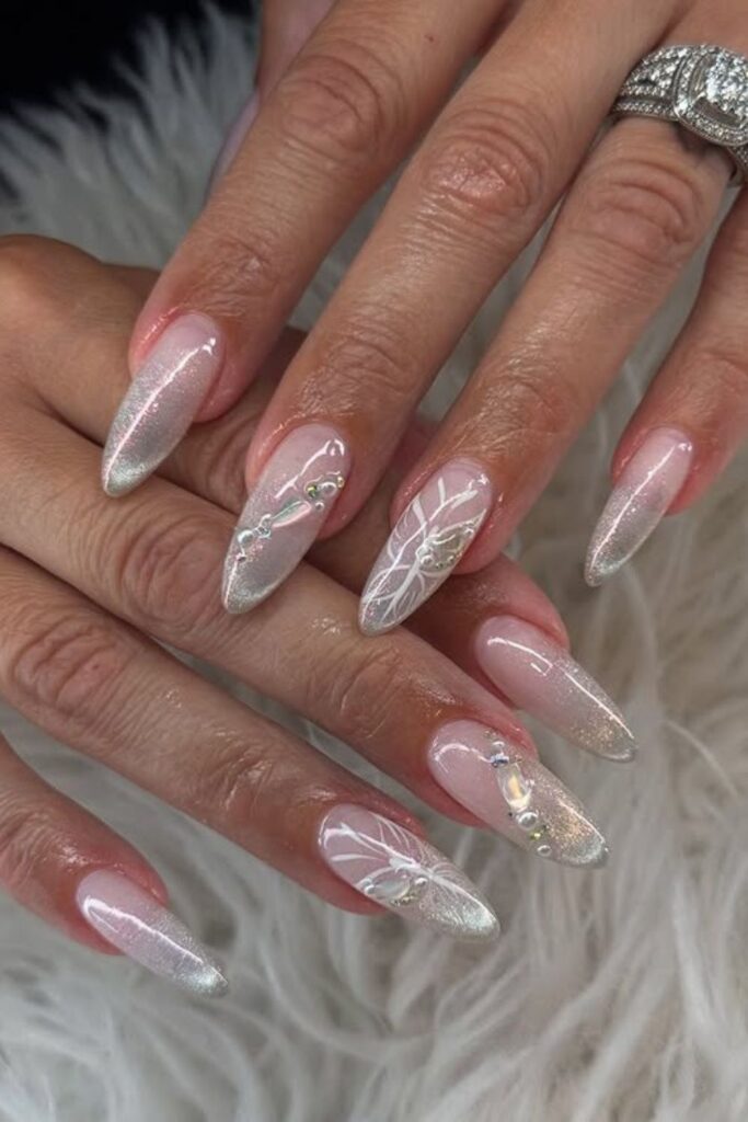 Silver Glitter New Year’s Eve Nails