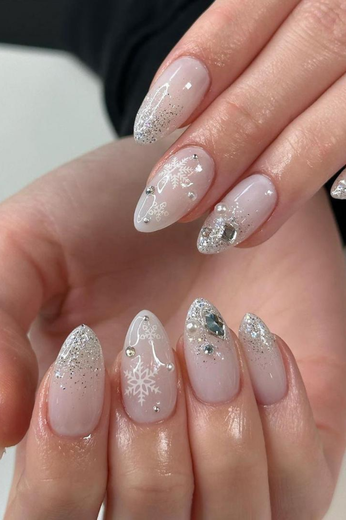 Winter Glitter Nails