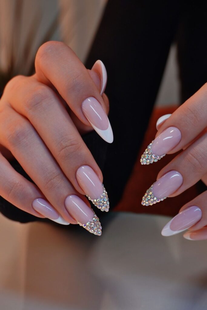 Sparkly French Tips Nails