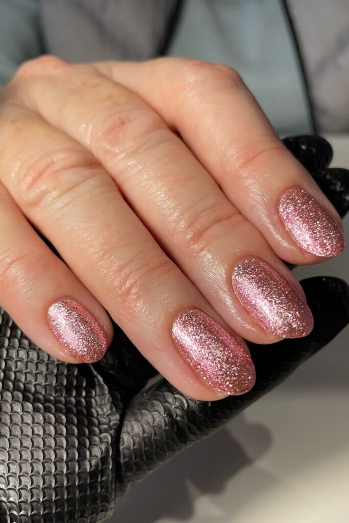 Sparkly Pink Tips with Moon Charms Nails
