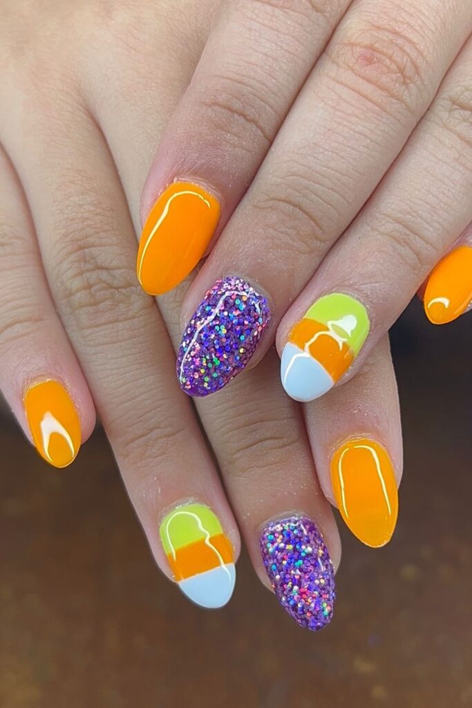 Sweet but Spooky Candy Corn Nails
