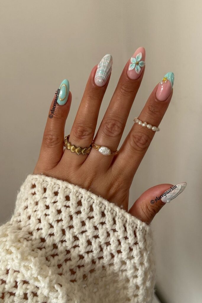 Tropical Themed Bling Nails