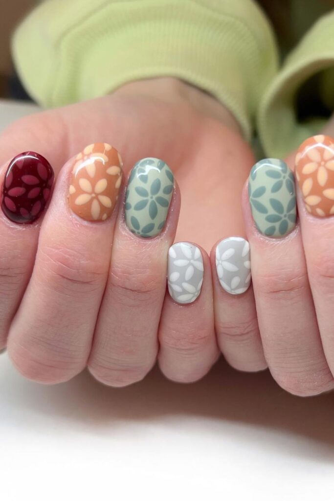 Vintage Floral Tips with Bling Nails