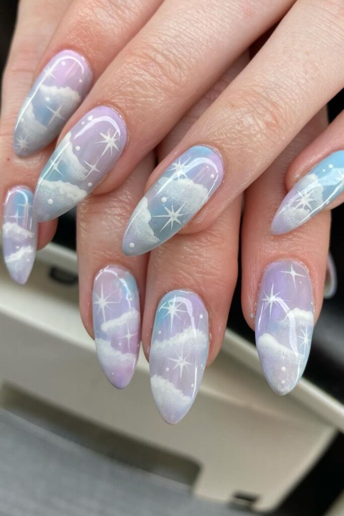 Whimsical Clouds Nails