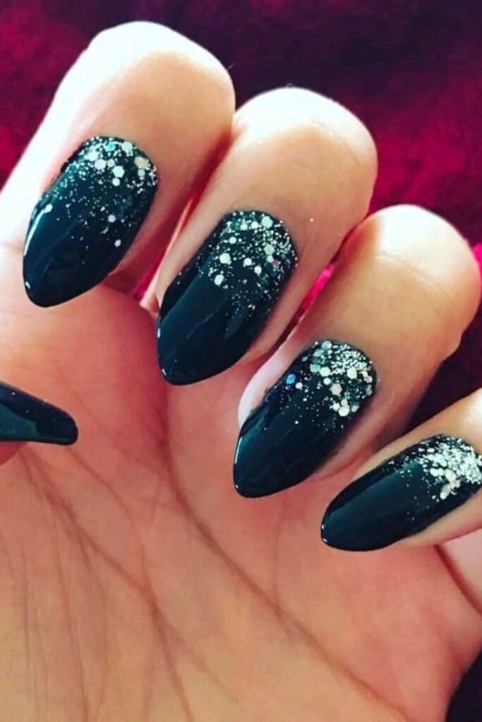 Black Gradient Glitter Nails