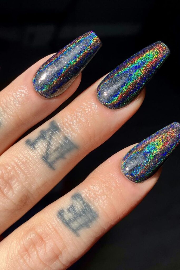 Black Holographic Nails