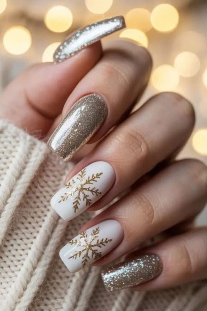 Black and Gold Sparkle Nails