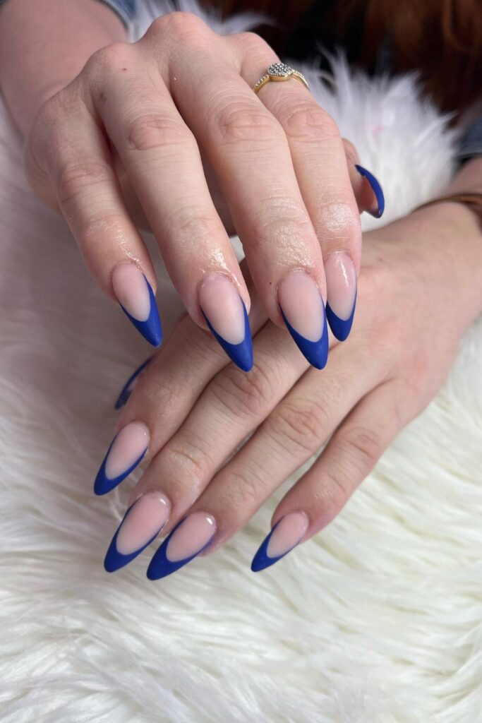 Blue French Tip Nails