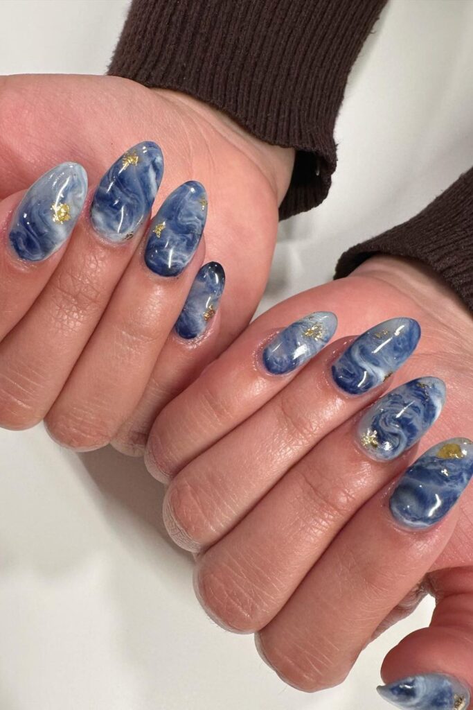 Blue Marble Nails