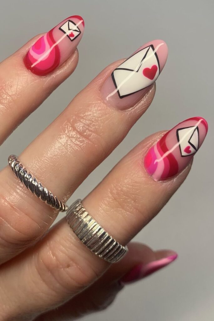 Cute Love Letter Nails