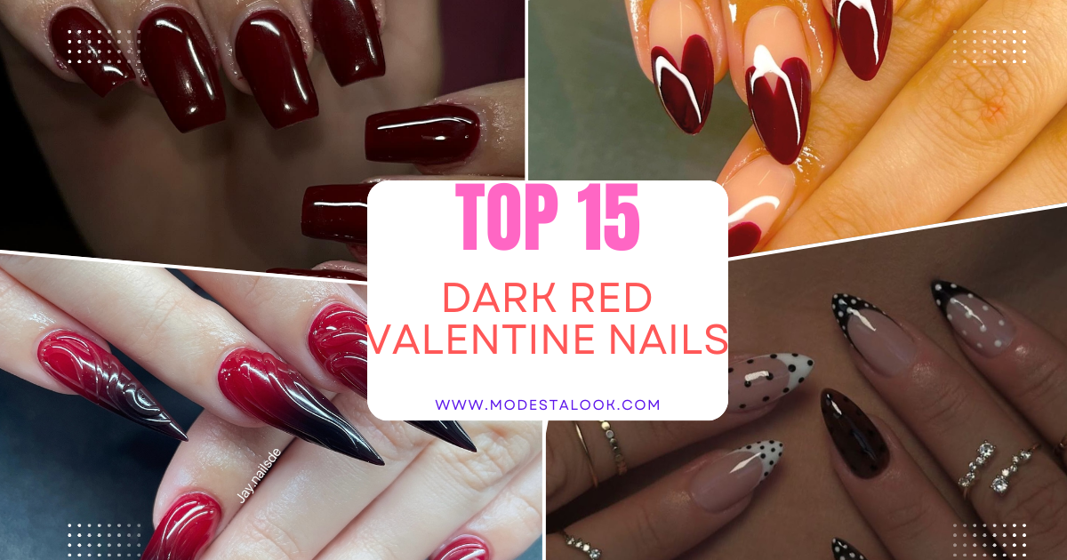 Dark Red Valentine Nails