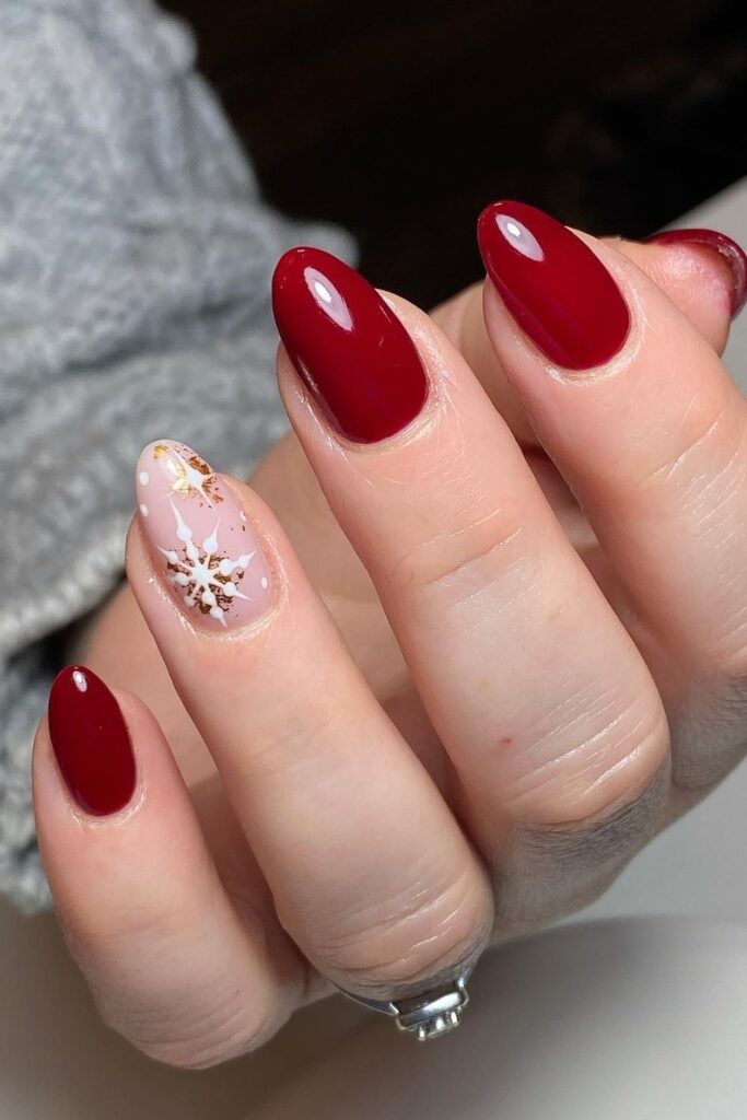 Easy Snowflake Accent Nails