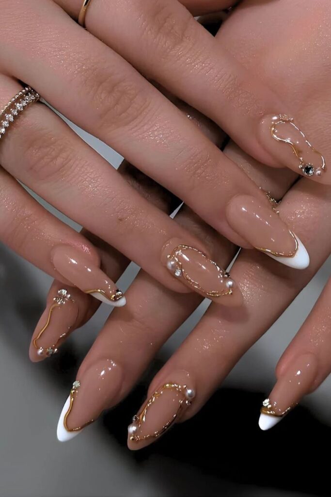 Gold Accent Nails