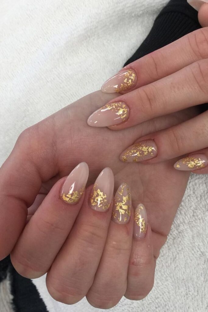 Gold Foil Sparkle Nails
