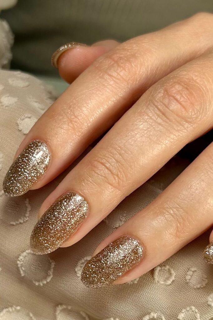 Gold Sparkle Coffin Nails