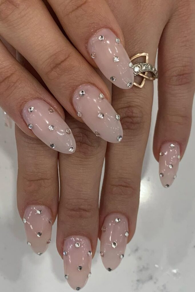 Gold Sparkle Rhinestone Nails