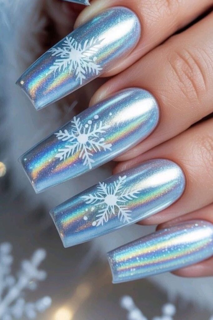 Holographic Blue Nails