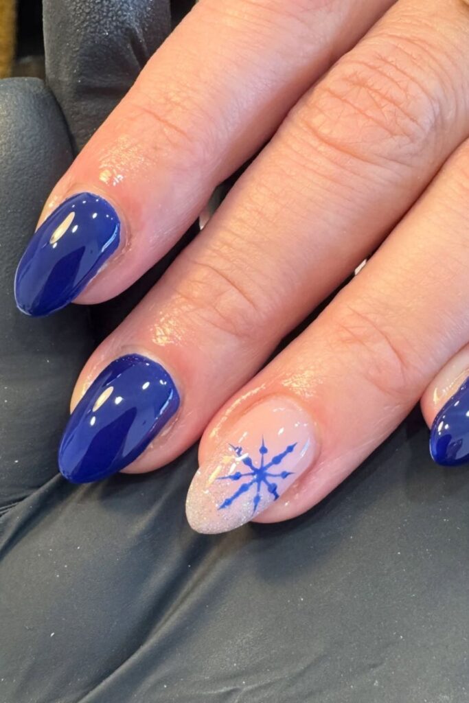 Icy Blue Snowflake Nails