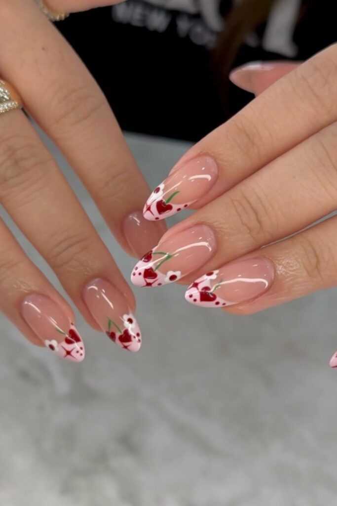 Mixed Pattern Valentine Nails