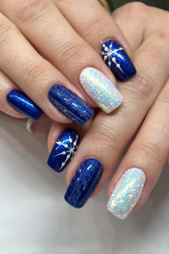 New Year Sparkle Blue Nails