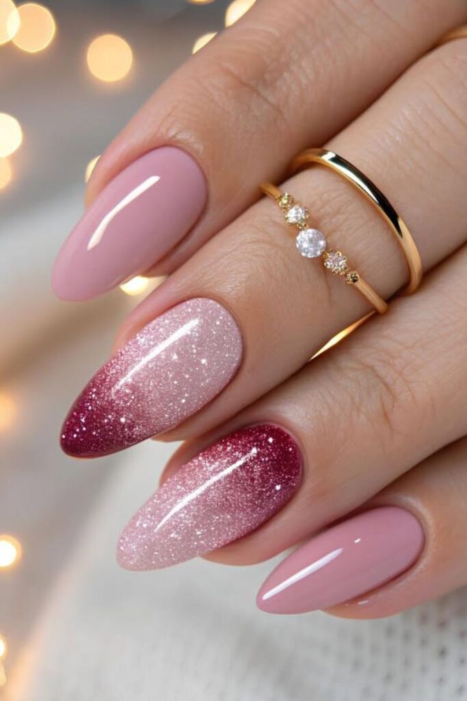 Pink Ombre with Glitter Accents