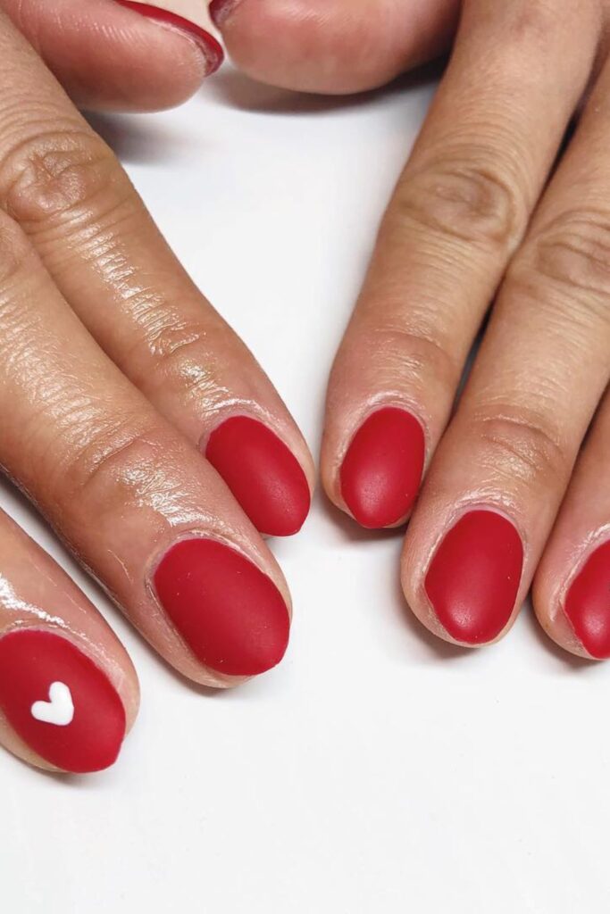 Red Matte with Heart Accent