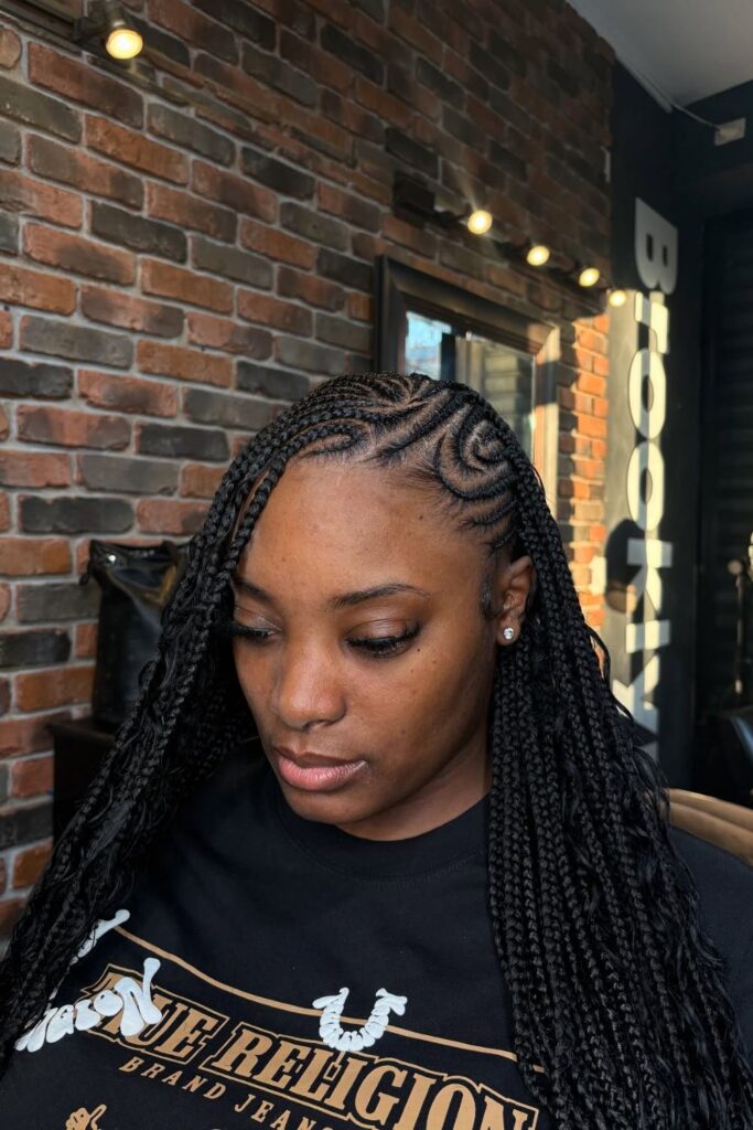 Side Swept Fulani Braids