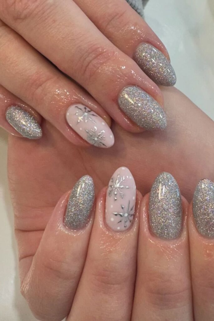 Silver Striped Nails