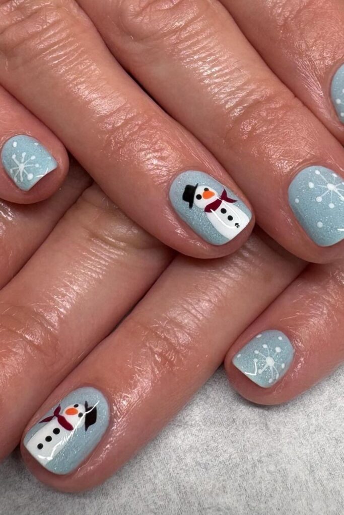 Snowman Accent Nails