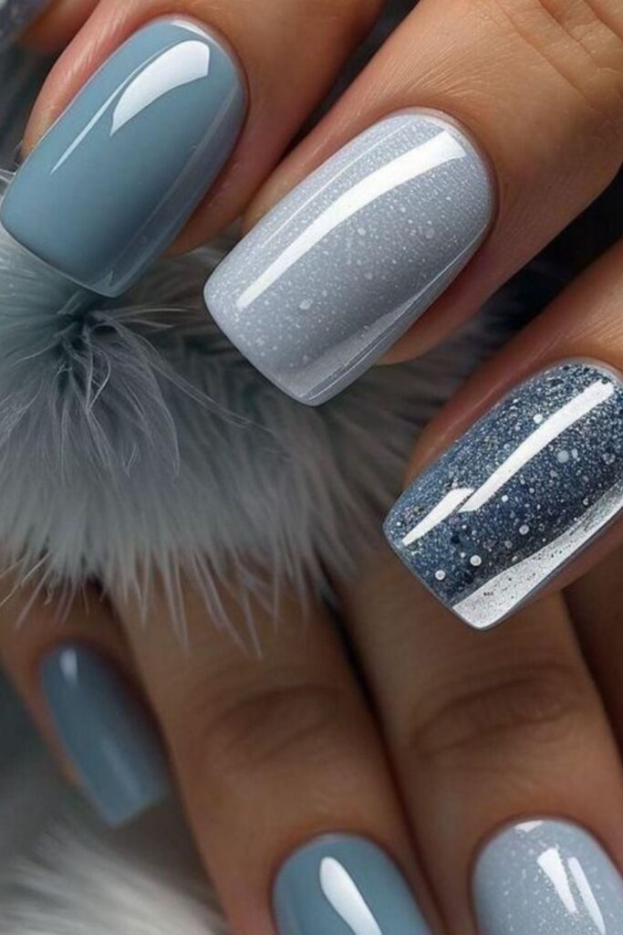 Soft Blue Winter Nails