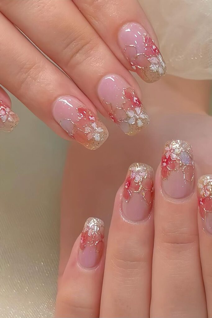 Soft Pink Chrome with Glitter Accent