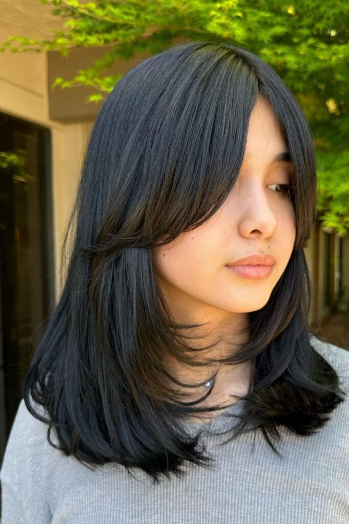 Straight Hair with Curtain Bangs