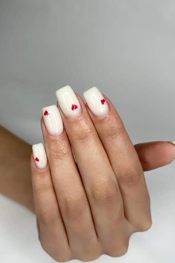 White Base with Red Hearts