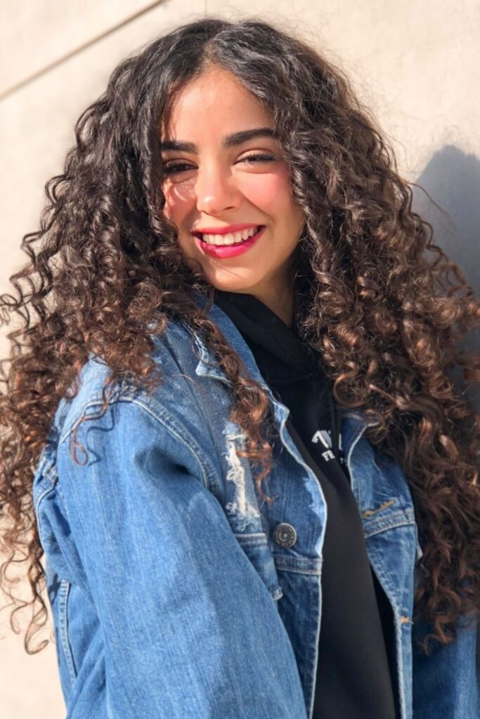 Curly Medium Hair with Hat