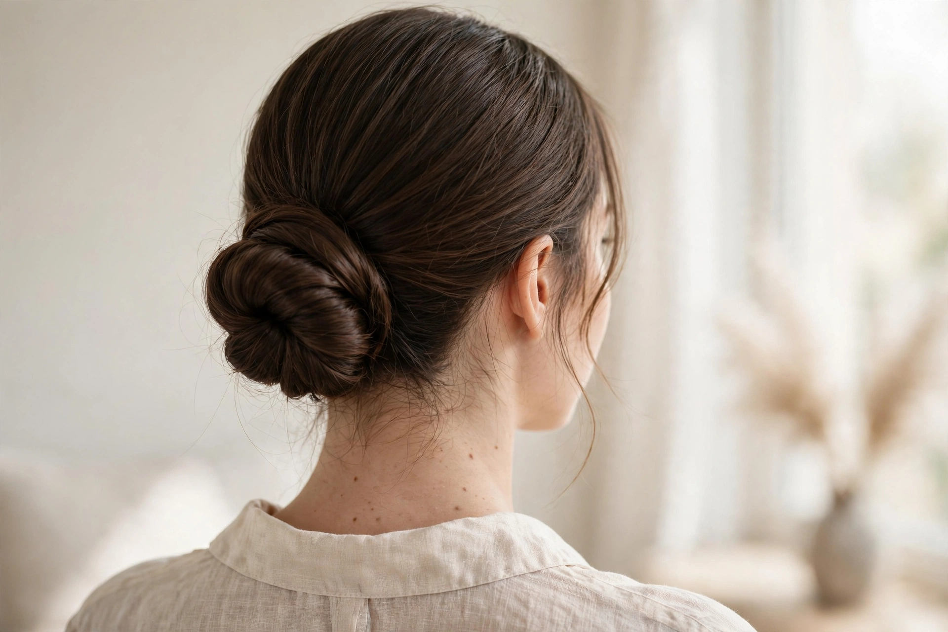 Easy low bun hairstyle idea