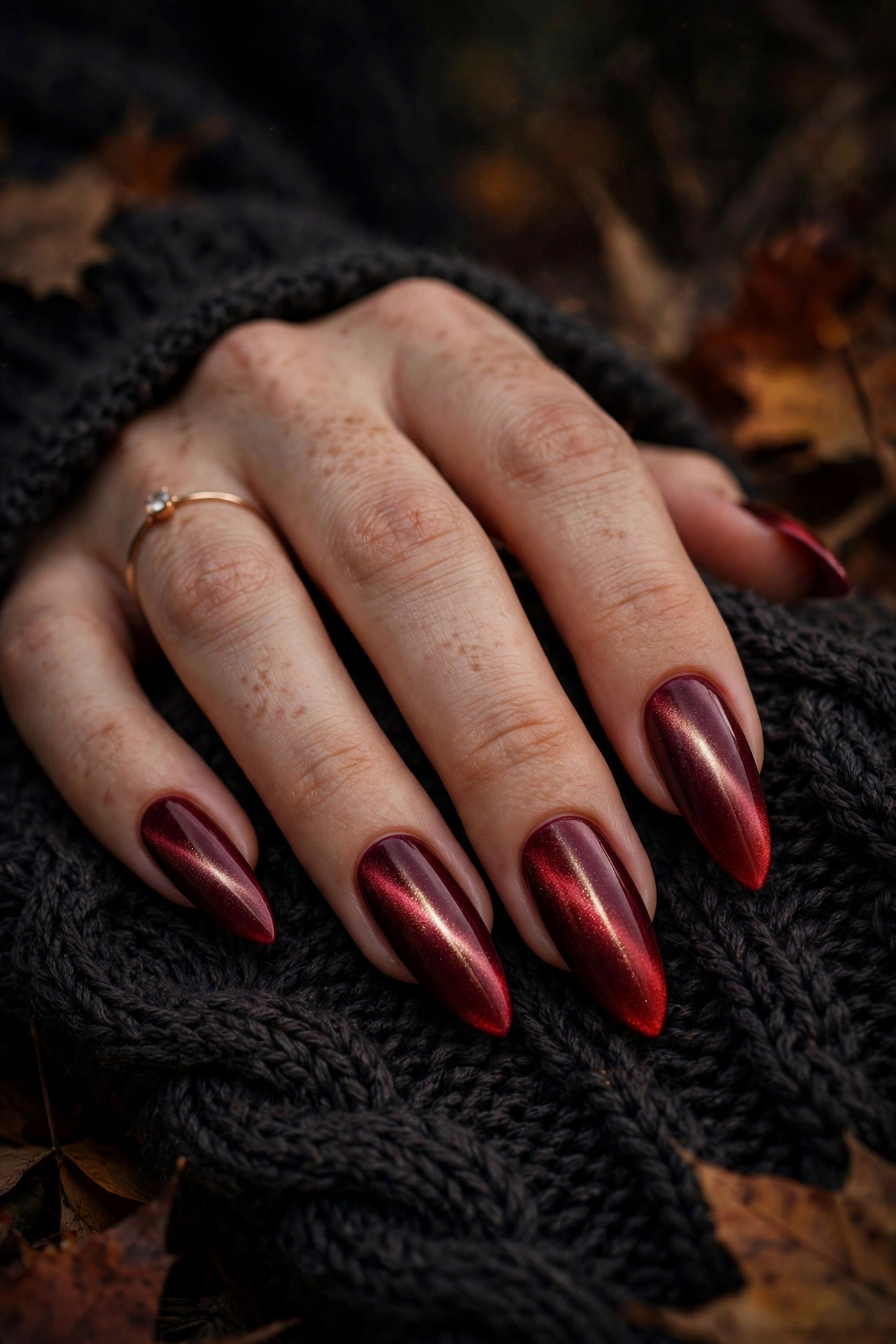 Red fall nails